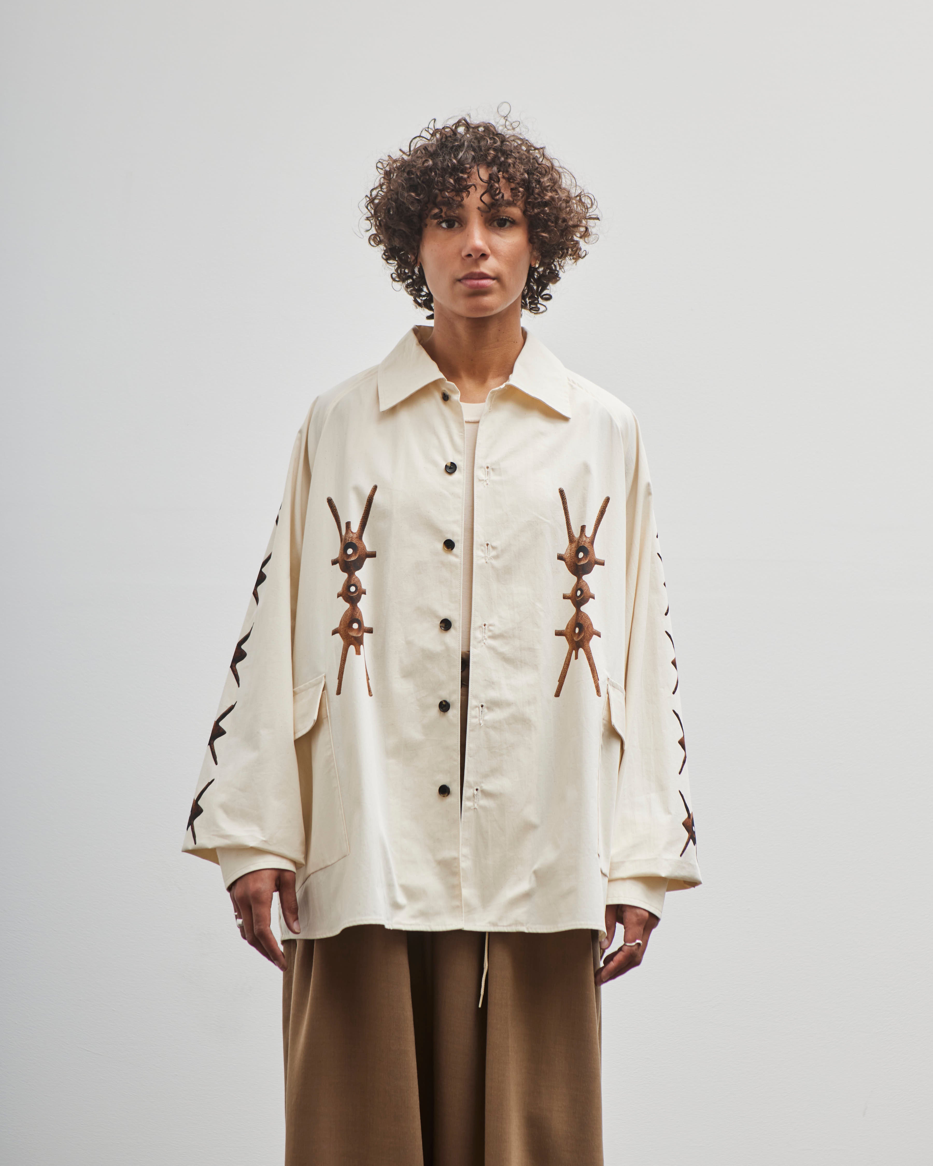 sillage シャツ Sillage x Aleph Geddis Big Pocket Overshirt, Ivory – Glasswing