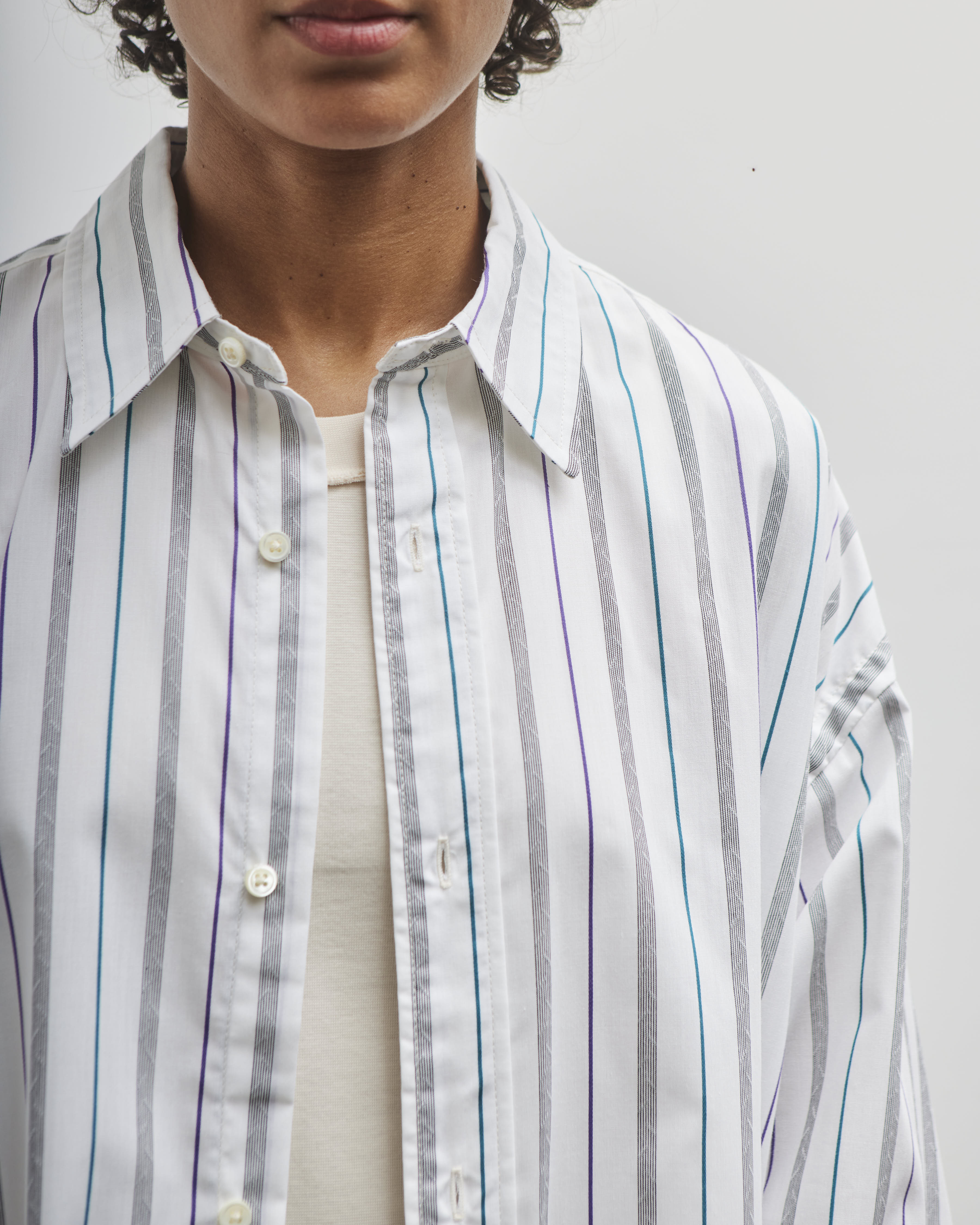 Sillage Wide Shirt, Dead Stock Jacquard Stripe – Glasswing