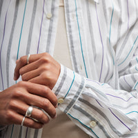 Sillage Wide Shirt, Dead Stock Jacquard Stripe
