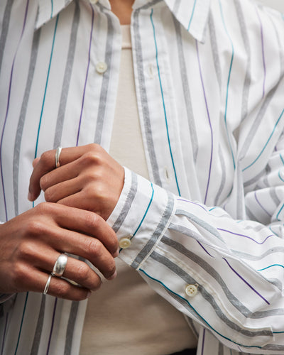 Sillage Wide Shirt, Dead Stock Jacquard Stripe