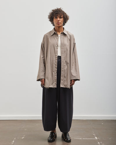 Sillage Wide Shirt, Dead Stock Brown Stripe