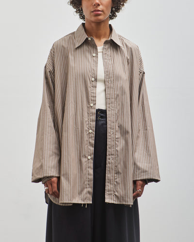 Sillage Wide Shirt, Dead Stock Brown Stripe