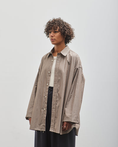 Sillage Wide Shirt, Dead Stock Brown Stripe