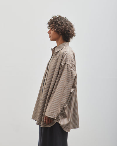 Sillage Wide Shirt, Dead Stock Brown Stripe