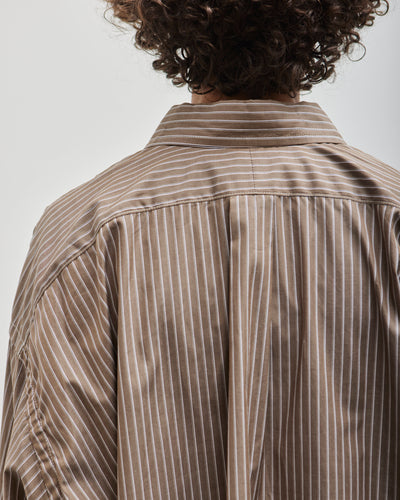 Sillage Wide Shirt, Dead Stock Brown Stripe