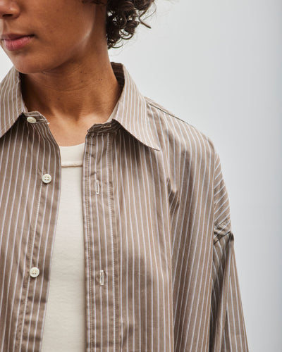 Sillage Wide Shirt, Dead Stock Brown Stripe