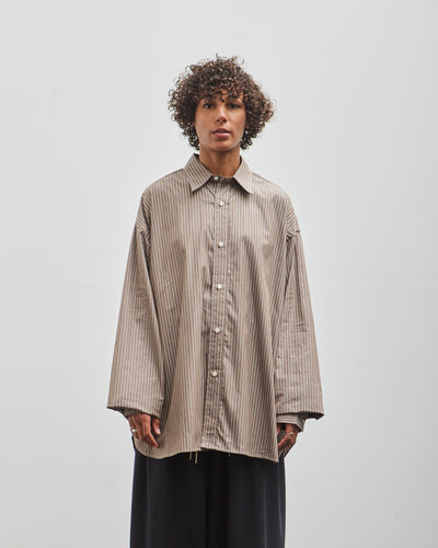 Sillage Wide Shirt, Dead Stock Brown Stripe