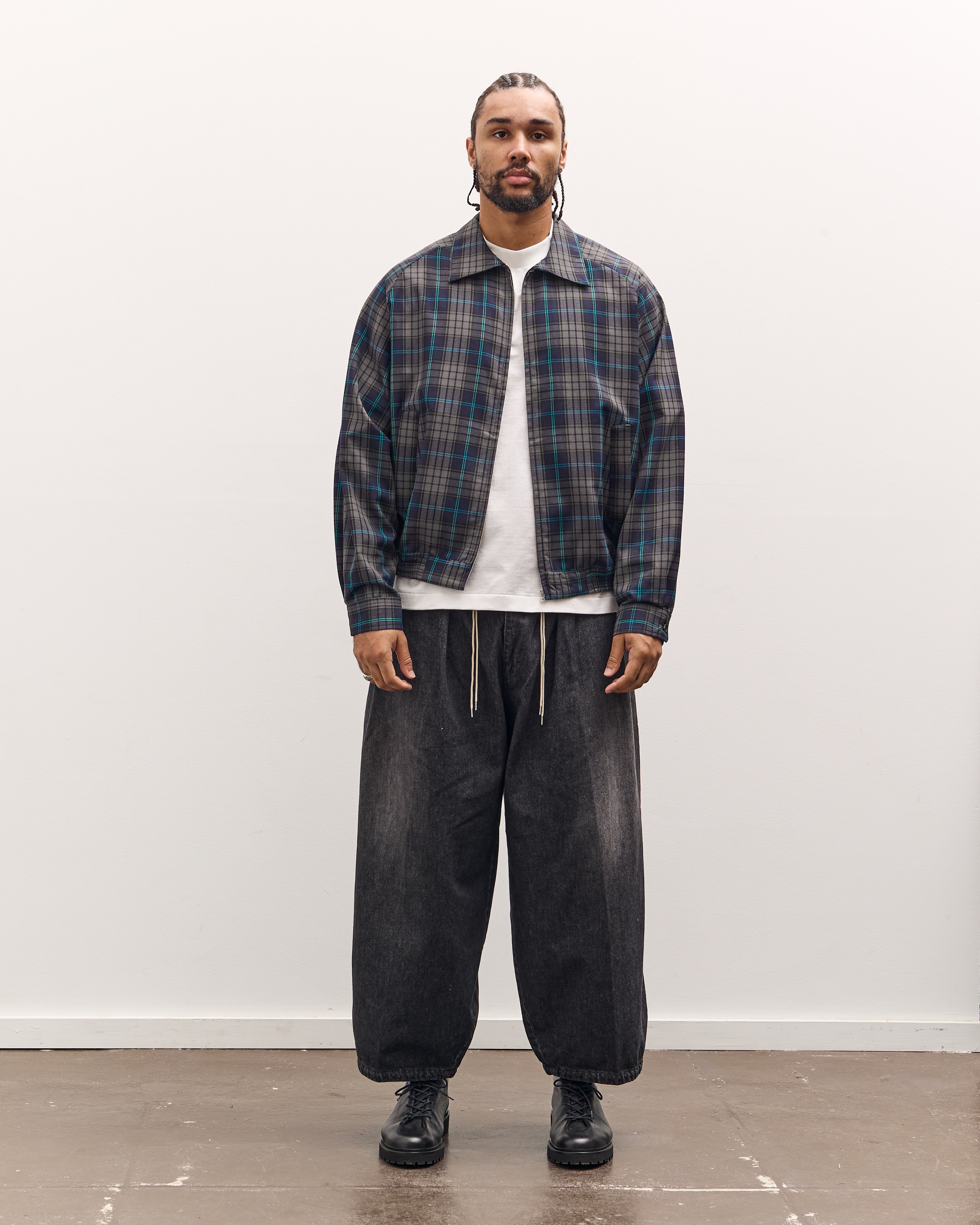 Sillage Zip Up Blouson Deadstock, Navy Plaid – Glasswing