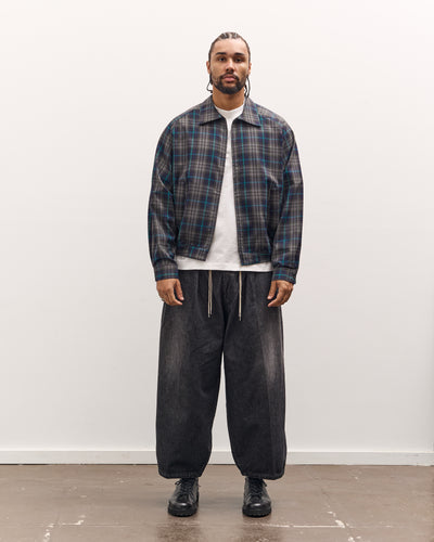 Sillage Zip Up Blouson Deadstock, Navy Plaid