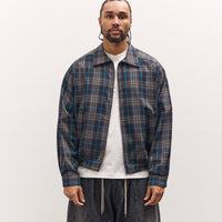Sillage Zip Up Blouson Deadstock, Navy Plaid