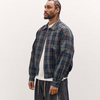 Sillage Zip Up Blouson Deadstock, Navy Plaid