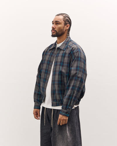 Sillage Zip Up Blouson Deadstock, Navy Plaid