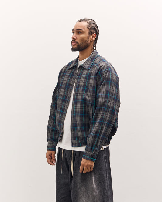 Sillage Zip Up Blouson Deadstock, Navy Plaid
