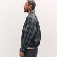 Sillage Zip Up Blouson Deadstock, Navy Plaid