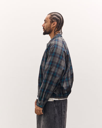 Sillage Zip Up Blouson Deadstock, Navy Plaid