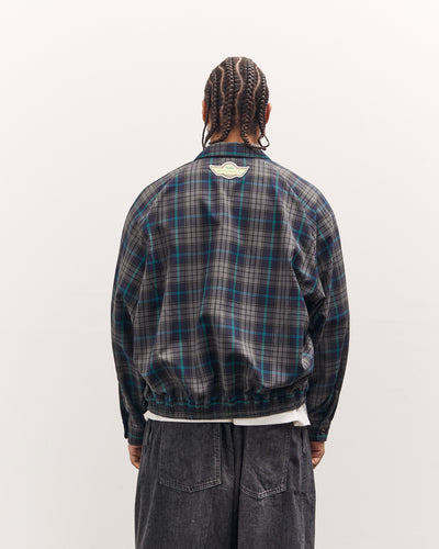 Sillage Zip Up Blouson Deadstock, Navy Plaid