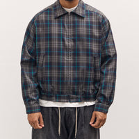 Sillage Zip Up Blouson Deadstock, Navy Plaid