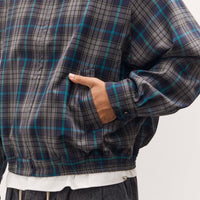 Sillage Zip Up Blouson Deadstock, Navy Plaid