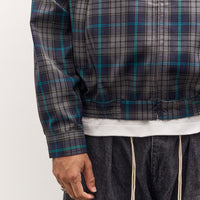 Sillage Zip Up Blouson Deadstock, Navy Plaid