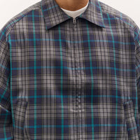 Sillage Zip Up Blouson Deadstock, Navy Plaid