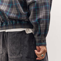 Sillage Zip Up Blouson Deadstock, Navy Plaid