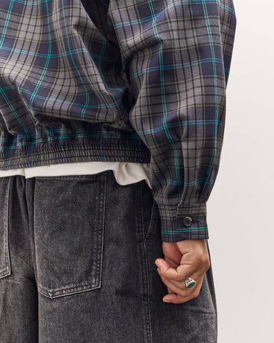 Sillage Zip Up Blouson Deadstock, Navy Plaid