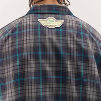 Sillage Zip Up Blouson Deadstock, Navy Plaid