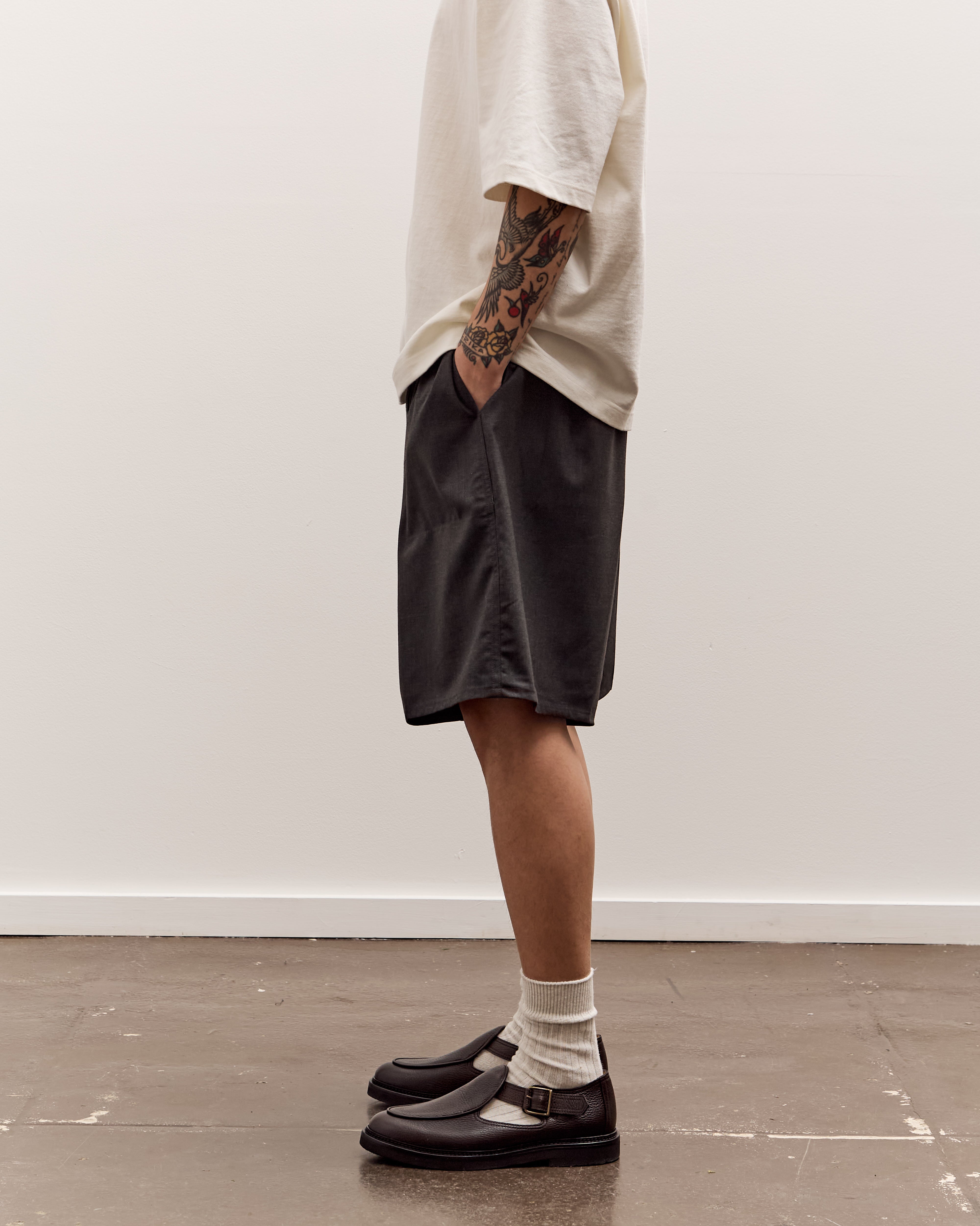 Sillage Circular Fatigue Short Pants, Back Satin Anthracite
