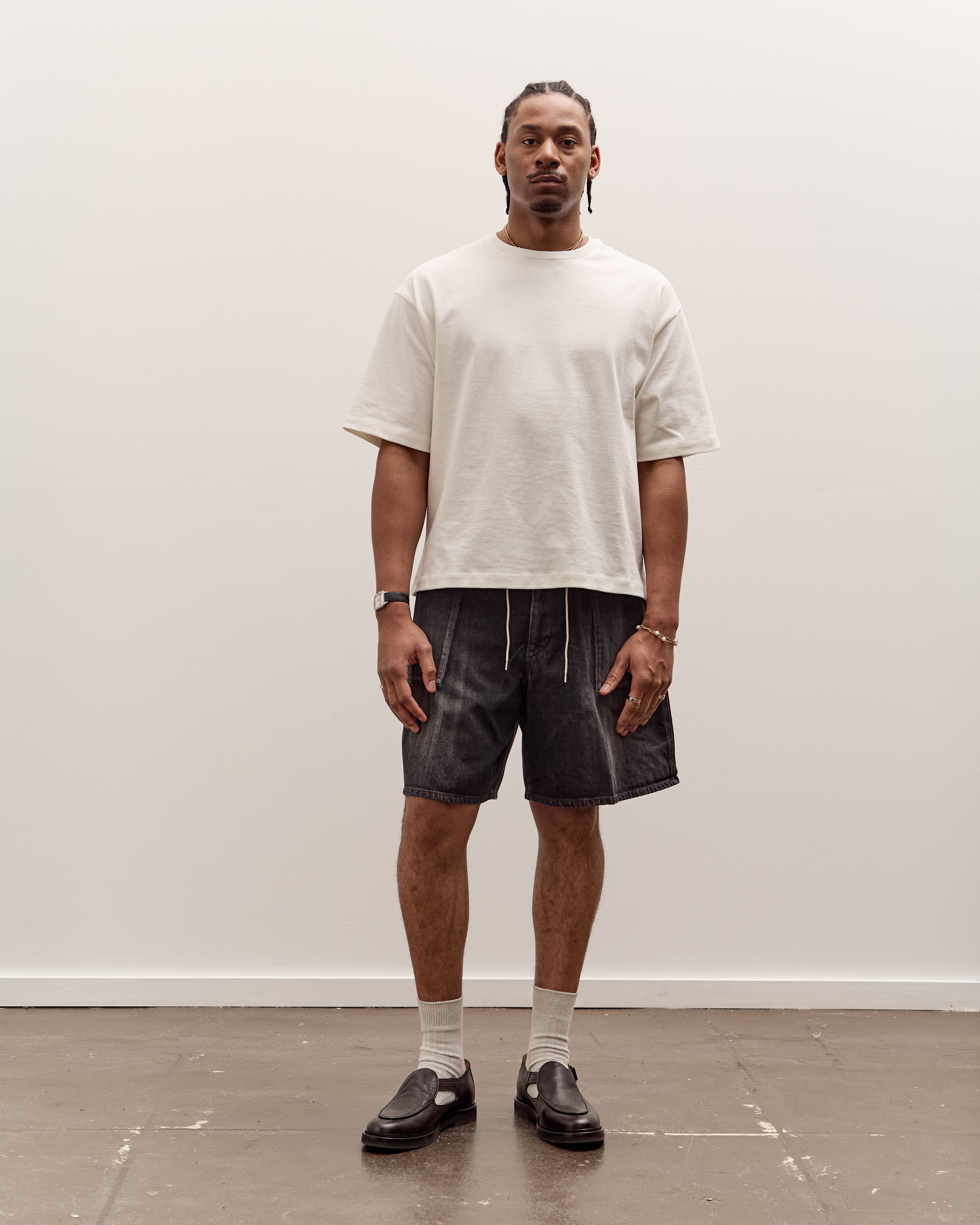 Sillage Circular Fatigue Shorts, Black Denim Damaged – Glasswing