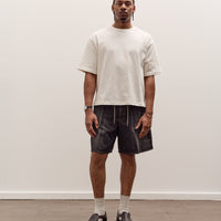 Sillage Circular Fatigue Shorts, Black Denim Damaged
