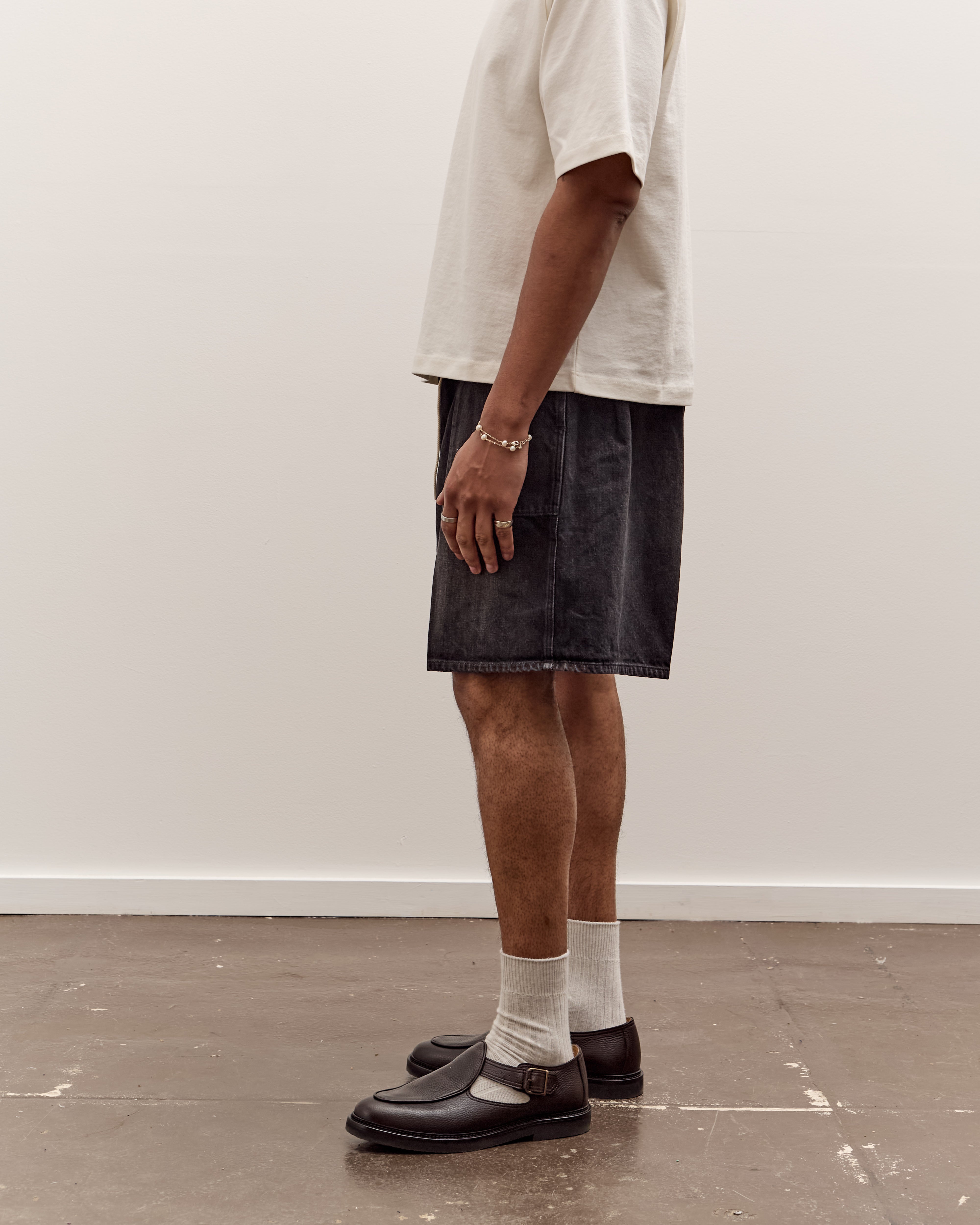 Sillage Circular Fatigue Shorts, Black Denim Damaged – Glasswing