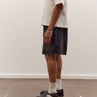 Sillage Circular Fatigue Shorts, Black Denim Damaged