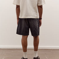 Sillage Circular Fatigue Shorts, Black Denim Damaged
