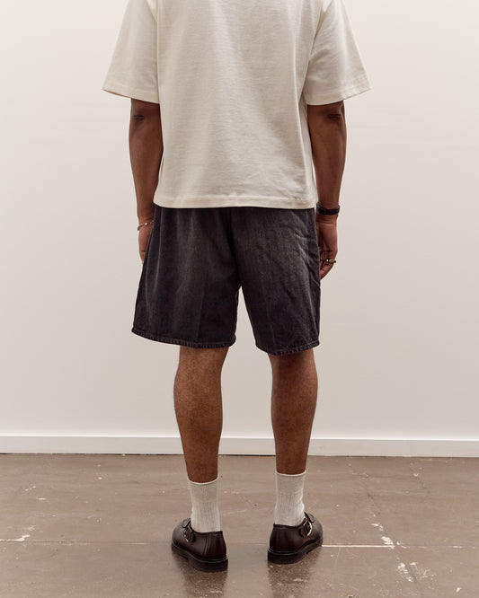 Sillage Circular Fatigue Shorts, Black Denim Damaged