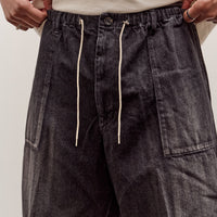 Sillage Circular Fatigue Shorts, Black Denim Damaged