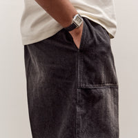 Sillage Circular Fatigue Shorts, Black Denim Damaged