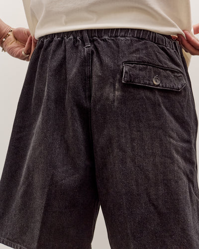Sillage Circular Fatigue Shorts, Black Denim Damaged