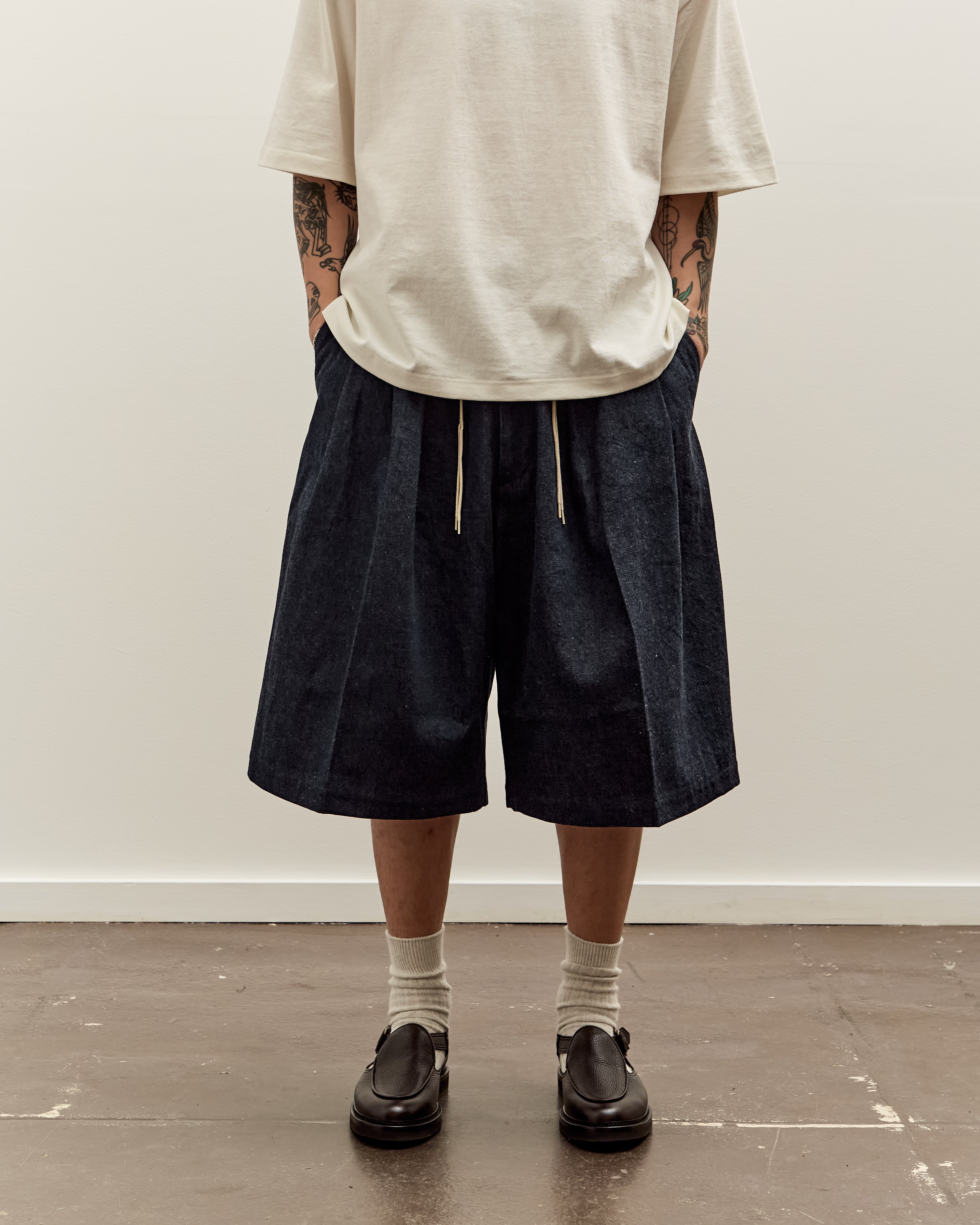 NODZOKU✖︎KOOI PATCHWORK SHORTS SILLAGE Sillage Circular Shorts, Denim One Wash – Glasswing