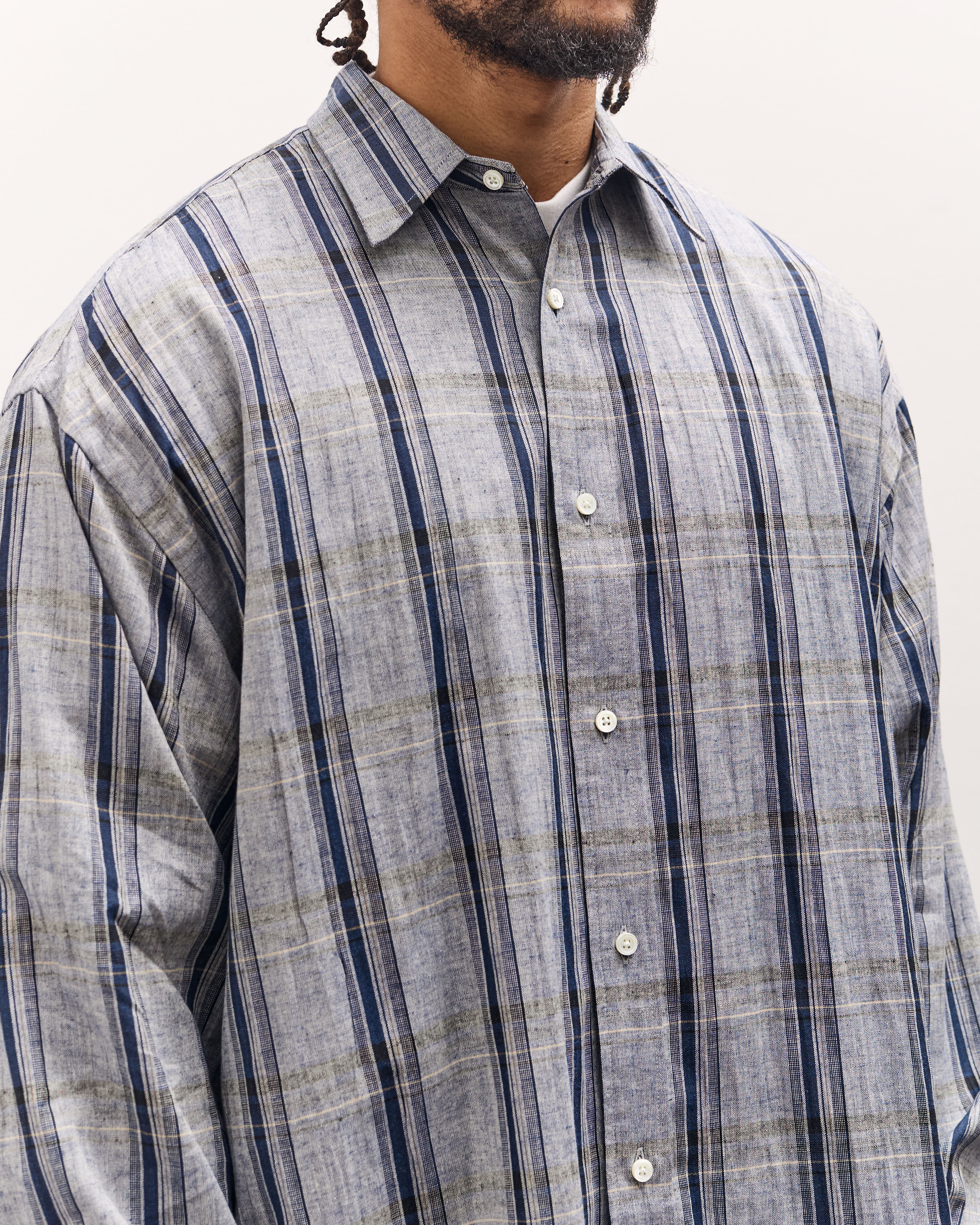 SILLAGE シャツ Sillage Wide Shirt Deadstock , Grey Check – Glasswing