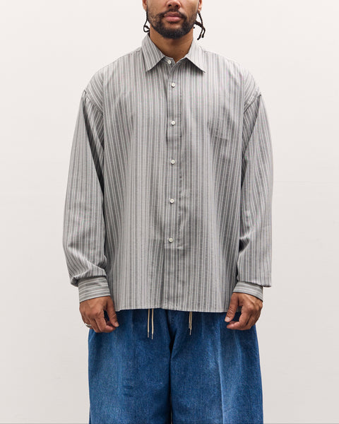 sillage シャツ Sillage Wide Shirt Deadstock , Grey Stripe – Glasswing