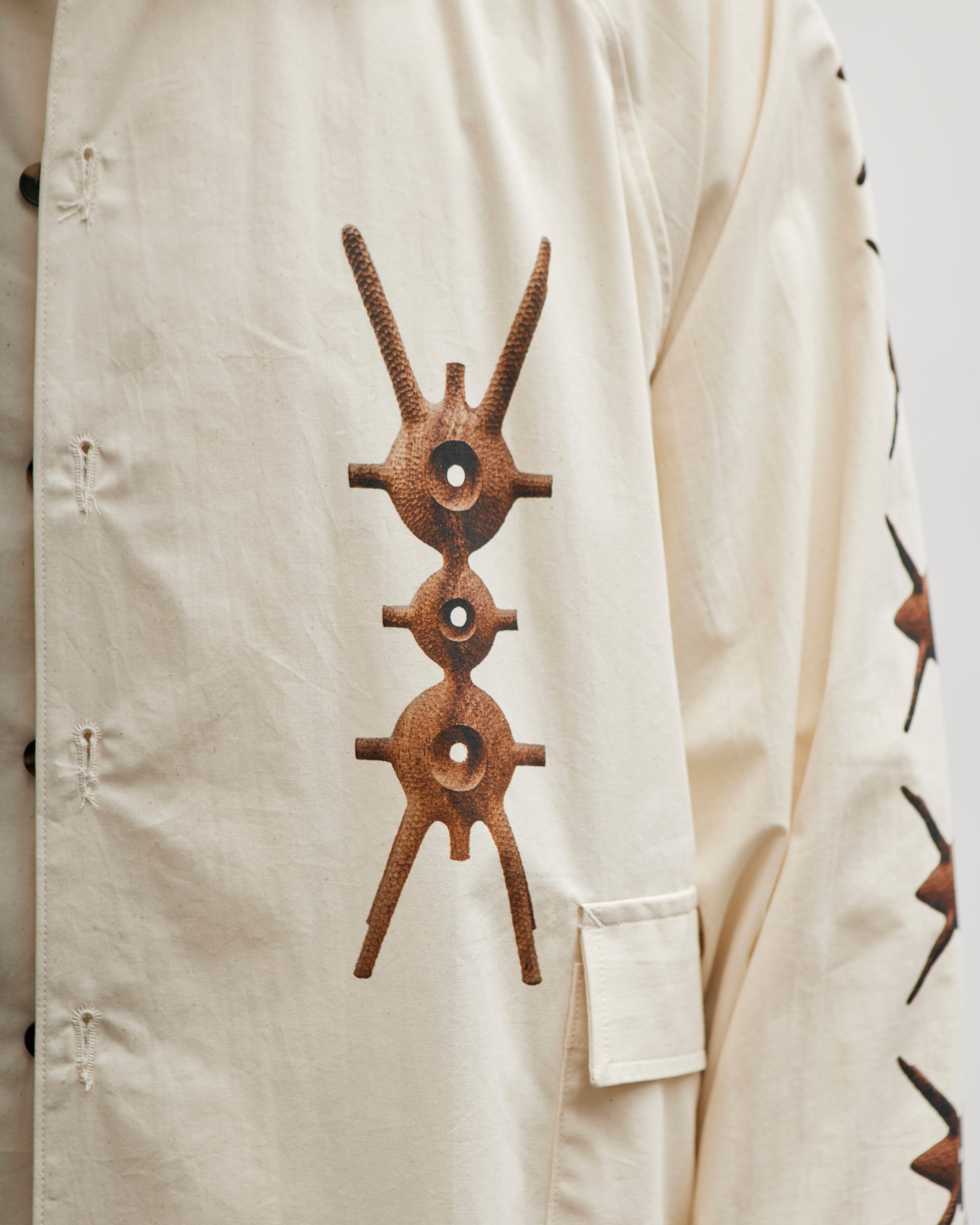 Sillage x Aleph Geddis Unisex Big Pocket Overshirt, Ivory – Glasswing