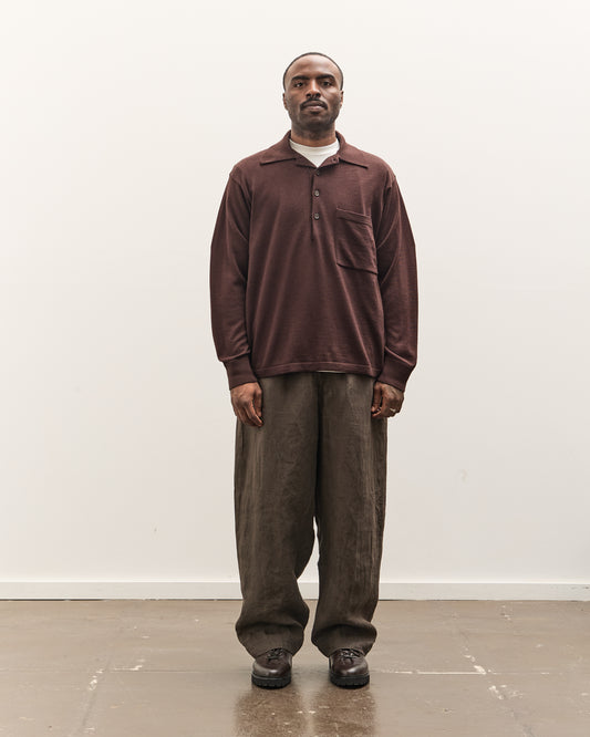 Universal Works L/S Pullover Knit Shirt, Brown