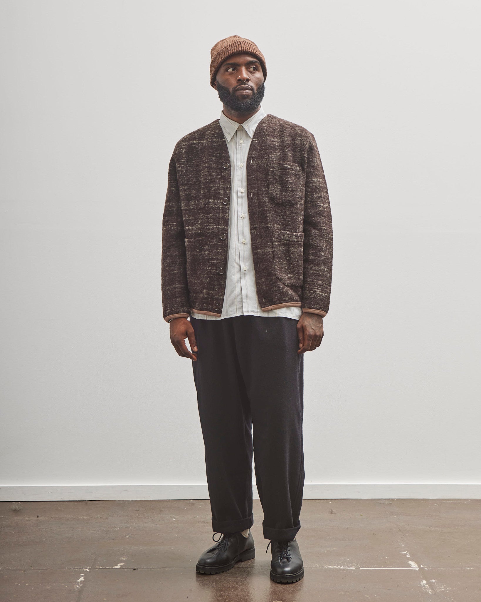 Universal Works Cardigan, Brown – Glasswing