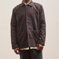 Universal Works Easy Overshirt, Navy/Brown