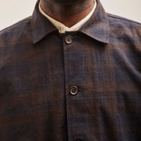 Universal Works Easy Overshirt, Navy/Brown