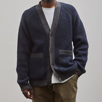 Universal Works Italian Wool Jacquard Cardigan, Navy