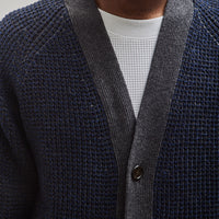 Universal Works Italian Wool Jacquard Cardigan, Navy