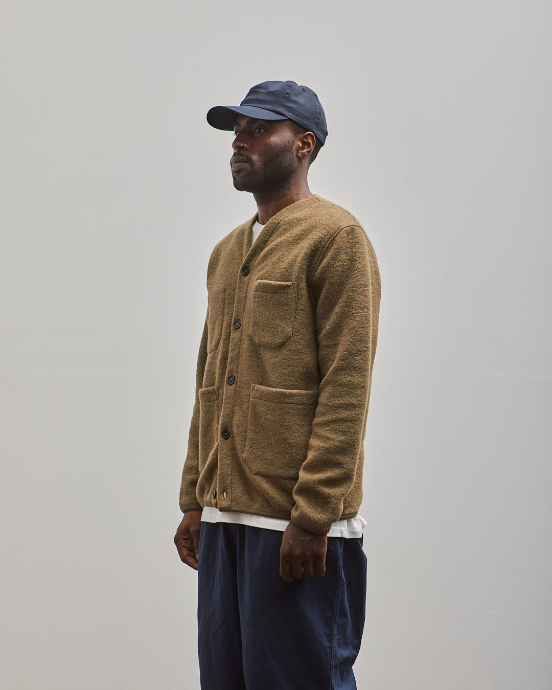 Universal Works Merino Fleece Cardigan, Lovat – Glasswing