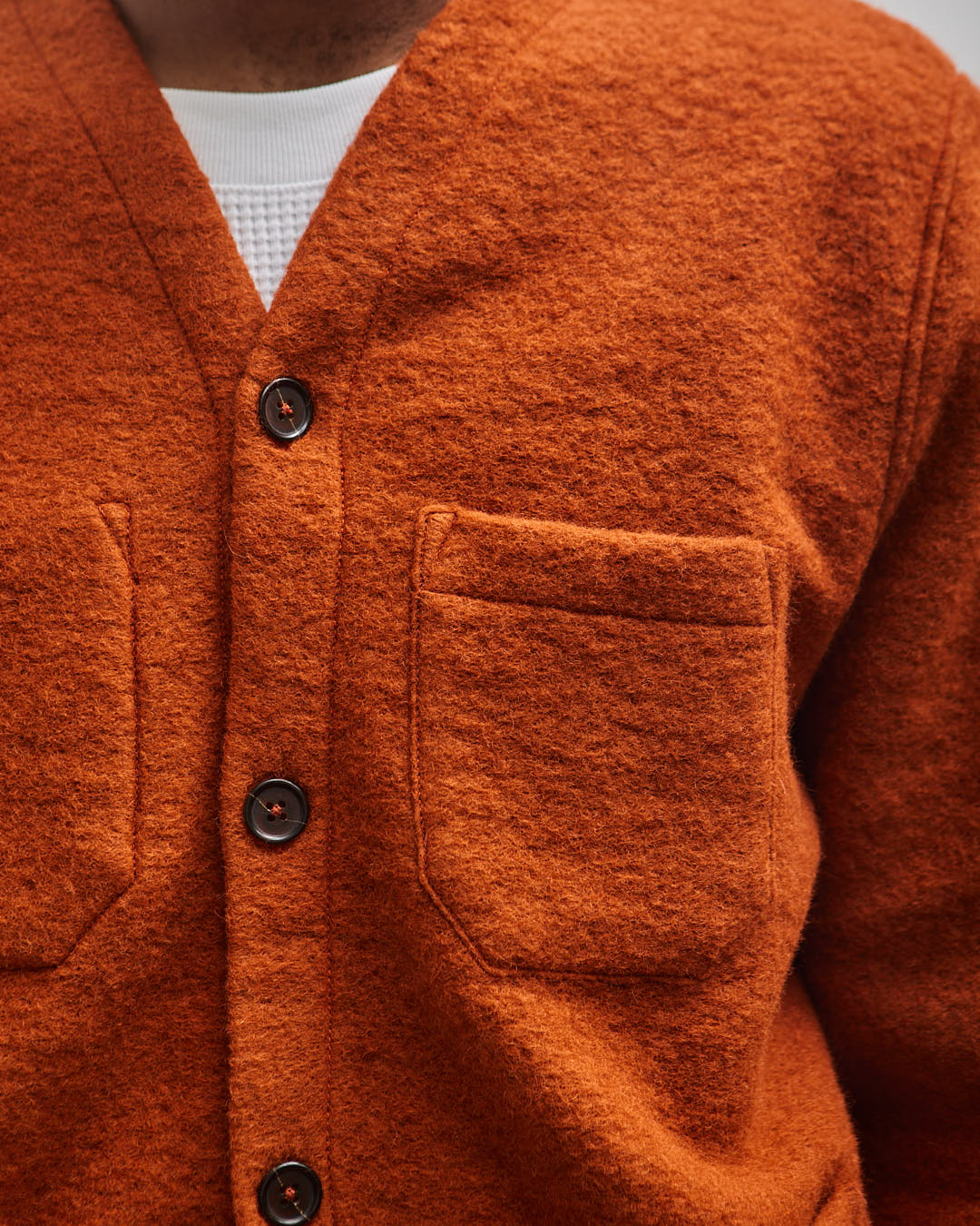 Universal Works Merino Fleece Cardigan, Orange