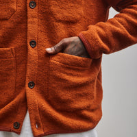 Universal Works Merino Fleece Cardigan, Orange